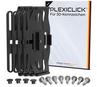 PLEXICLICK® Portatarga 3D 3D - Senza cornice invisibile - 3D portatarga auto - universale - per targa tedesca 3D (nero, solo tedesco 3D (non Austria)