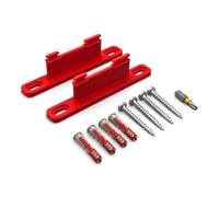 PLEXONE Supporto da parete per AVM FRITZ!Box, set di 2 supporti PETG con tasselli Fischer DuoPower e viti Torx (Rosso + inserto Torx)