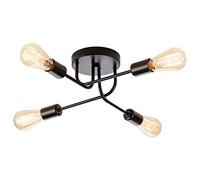Plfann Industriale Semi Flush Mount Soffitto 4 Luci con Metallo Regolabile Diramato Vintage Plafoniera E27 Titolare Dipinto per la Cucina Soggiorno sala da pranzo Camera（nero） (lampadina non inclusa)