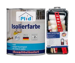 plid® Isolierfarbe LH, pittura contro il nicotina e l'umidità, blocco dell'umidità, per muri e cantine, protezione contro le efflorescenze. Formula a base di cemento, colore bianco, 0,75L