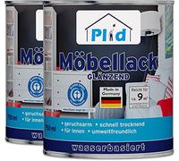 plid® Smalto per Mobili Bianco Lucido 1,5L - Vernice universale per legno, interni & esterni - Resistente alle intemperie, senza bisogno di carteggiare - Finitura durevole - Made in Germany