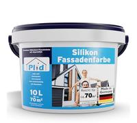 Plid® Vernice per facciate in silicone, per esterni, colore bianco opaco, 10 l, per cemento, muratura, pareti di cantina, facciata e piedistallo, colore bianco 10 l, colore esterno bianco, resistente
