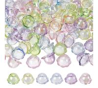 PLIGREAT 100 Ciondolo a Forma di Cono Floreale Acrilico 0.9 x 0.5 pollici Tappi Perline Floreali a Forma di Medusa Cono Trasparente Campanello Tromba Perla Spaziatura Floreale