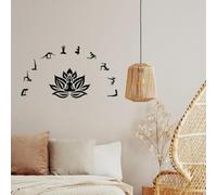 PLIGREAT 11 Pz Yoga Poseture Decalcomanie Murali FAI DA TE Nero Mandala Loto Adesivi Rimovibili per Centro Yoga Camera Da Letto Soggiorno Meditazione Stanza Sfondo Parete Art Decor