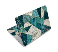PLIGREAT 12 15 pollici adesivi per computer portatile adesivi per la pelle di copertura geometrica in marmo per computer portatili, adesivi universali rimovibili in vinile per PC con bordo dorato