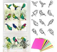 PLIGREAT 12 Pezzi Uccelli Volanti Suncatcher Artigianato DIY Finestra Vetrata Kit di Arte con Carta Colorata per Aula Finestra Arte Decor Favore Del Partito Primavera Estate Suncatcher Crafts Kit