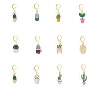 PLIGREAT 12 Pz Piante Verdi In Vaso Cactus Segnapunti Punto Uncinetto Ciondoli con Fermagli Artiglio di Aragosta per Tessitura Cucito Quilting Creazione di Gioielli Accessori