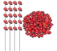 PLIGREAT 120 pezzi, decorazione da giardino con 10 pezzi, piccole coccinelle da giardino, 100 pezzi, mini adesivi per coccinelle, simpatici insetti, decorazione in miniatura, per giardini, prato
