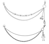PLIGREAT 2 catene di portafoglio scheletro catene decorative punk a doppio strato ciondoli unisex a forma di testa di morte per borsa accessori per cinture jeans festa di Halloween 2 stili