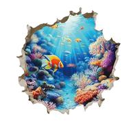 PLIGREAT 2 fogli adesivi da parete 3D con mondo sottomarino, oceano, vita marina, oceano, pesce, pavimento, decalcomania da parete in vinile, per camera dei bambini, stanza dei bambini, bagno,