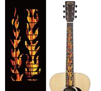 PLIGREAT 2 fogli di adesivi a forma di fiamma, per chitarra, ukulele, chitarra acustica, chitarra elettrica, basso, fai da te, intarsio per chitarre