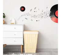 PLIGREAT 2 fogli Disco musicale Note Adesivi murali Notazione musicale con disco Decalcomanie murali Adesivi Rimovibile DJ Music Wall Decor per la cameretta Soggiorno