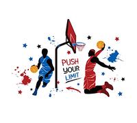 PLIGREAT 2 Foglio Cool Dunk Decalcomania Da Parete Spingi Il Tuo Limite Citazione Ispiratrice Colorato Basket Adesivo Da Parete Per La Camera Dei Ragazzi Soggiorno Camera Da Letto