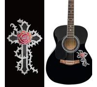 PLIGREAT 2 Pack Guitar Board Decor Adesivi Rimovibile Croce Rose Thorns Trasferimenti Decalcomania Chitarra per Chitarre Acustiche Chitarre Elettriche Basso Decor