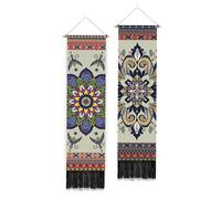 PLIGREAT 2 Pack Mandala Pattern Arazzo Da Parete, Bohémien Lungo Stretto Verticale Estetico for Camera Da Letto Soggiorno