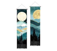 PLIGREAT 2 Pack Moon Moutain Arazzo, Albero Forestale Lungo Arazzo Verticale Appeso A Parete Cielo Notturno Stellato Arazzo Estetico Natura Paesaggio Nappe Arazzo per Camera Da Letto Home Decor