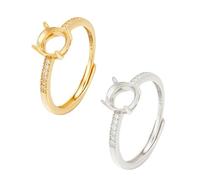 PLIGREAT 2 Pz 925 Argento Sterling Artiglio Anello Blanks, Regolabile 4 Artigli Anello Basi per Irregolare Cabochon Montaggio FAI DA TE Gioielli Che Fanno Regalo per Le Donne