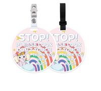 PLIGREAT 2 Pz Smettere di Toccare Segni Del Bambino Carino Arcobaleno Elefante Non Toccare Bambino Appeso Segni Targhe per Neonato Ragazza Ragazzo Prematuro Seggiolino Auto Passeggino Tags