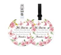 PLIGREAT 2 set di targhette con scritta in inglese "Please Don't Touch or Kissing" per neonati e bambine, con fiori ad acquerello, farfalle, promemoria per portabebè, seggiolino auto, passeggino, da