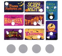 PLIGREAT 240 biglietti da grattare per Halloween, 8 stili, crea i tuoi biglietti da grattare Happy Halloween con 240 adesivi da grattare, buoni regalo vuoti fai da te per le piccole imprese