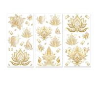 PLIGREAT 3 fogli strofinano sui trasferimenti per artigianato e mobili, oro Paisley Pattern strofina sugli adesivi di trasferimento per mobili in legno fai-da-te Frigo Home Decor