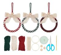PLIGREAT 3 Set Kit di Ornamenti per Ghirlanda di Natale in macramè con Istruzioni Kit di annodatura del Cavo per Corona di Arco in macramè per Principianti per Appendere a Parete