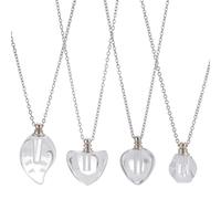 PLIGREAT 4 ciondoli a forma di fiala di vetro, vuoti a forma di cuore, ricaricabili, in acciaio inox, contenitori in vetro per ceneri di sabbia, creazione di gioielli