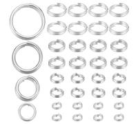 PLIGREAT 40 anelli di piegatura 925 divisi in argento Sterling. 3/4/5/6 mm, anelli aperti a bocca aperta, mini anello con doppi passanti per la produzione di gioielli fai da te