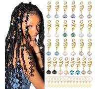 PLIGREAT 40 Pezzi Accessori per Capelli Per Trecce Cristalli Spiral Loc Gioielli Oro Stelle Treccia Charms Cristallo Colorato Pietra Capelli Treccia Accessori Lega Fermagli Per Le Donne Ragazze 14