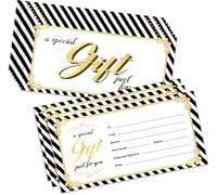 PLIGREAT 40 Pz Strisce in Bianco e Nero Certificati Regalo in Bianco Classico Buono Regalo in Bianco Carte con Buste Coupon Card per Salone di Bellezza Affari Matrimonio Sposa