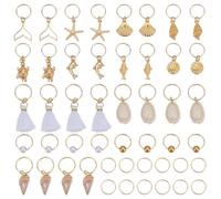 PLIGREAT 48 gioielli per Capelli in Oro per Trecce Anelli Dreadlocks Conchiglia Charms in Stile Spiaggia Clip in Lega Ornamenti per Capelli Intrecciati Accessori Decorativi Decorazione Dreadlocks
