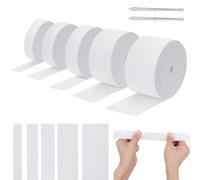 PLIGREAT 5 rotoli di fascia elastica per cucire, 5/3,8/2,5/2/1,5 cm di larghezza, con 2 clip da cucito, lunghezza 25 m, per abbigliamento, cintura, parrucche, artigianato, bianco