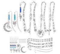 PLIGREAT 6 Set Gancio Segnalibri Kit Fai da Te Segnalibro in Metallo Intagliato Segnalibro in Rilievo Argento Luna Fata Charms Segnalibri in Rilievo Regalo per Gli Amanti dei Libri