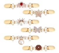 PLIGREAT 6 Stile Oro Fiori Maglione Clip Con Perline Cardigan Chiusura Mantello Collare Scialle di Fissaggio Camicia Spilla Clip Sciarpa di Seta Chiusura Per Abbigliamento Donna Accessori Decorazione