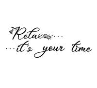 PLIGREAT Adesivi da parete con citazioni "Relax It's Your Time", adesivi da parete rimovibili in vinile per bagno, vasca da bagno, yoga, meditazione, decorazione da parete per casa e interni