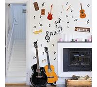 PLIGREAT Adesivi da parete per strumenti musicali, adesivi da parete con notazione musicale, adesivi da parete rimovibili per sala musica, cantina, per da letto decorazione da parete