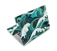 PLIGREAT Adesivo per computer portatile con onde verdi Riutilizzabile Netbook Adesivo in vinile per computer portatile, copertura della tastiera, universale, impermeabile, 12", 13", 13,3", 14", 15