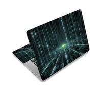 PLIGREAT Adesivo per computer portatile da 15,6 pollici, tecnologia Matrix Code Art Pattern rimovibile per laptop da 12" a 15", universale, impermeabile, verde e grigio
