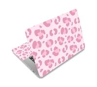 PLIGREAT Adesivo per laptop con stampa animale e motivo fard, ritagliabile, misura universale, adatto per computer portatili da 12" 13" 13,3" 14" 15 pollici, carino punto rosa, rimovibile
