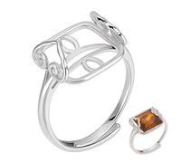 PLIGREAT Anello in argento Sterling 925, con base ad anello quadrata regolabile, con montatura a nuvola, per pietre quadrate cabochon fai da te, Metallo non prezioso