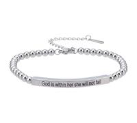 PLIGREAT Braccialetto con scritta in lingua tedesca "Dio è in te" con ciondolo a forma di perla regolabile - Il regalo perfetto per te.