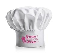 PLIGREAT Cappello da cuoco bianco regina della cucina rosa citazione cappello da cuoco regolabile cappello da cucina carino corona forcella modello cappello da cuoco per donne mamma moglie nonna