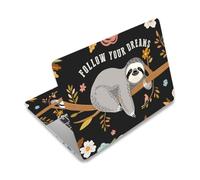 PLIGREAT Carino Bradipo sul Ramo Laptop Pelle Adesivo Decalcomanie Universale Vinile Riutilizzabile Notebook Fiore Foglie Decalcomania Acquerello Art Protector Cover per Laptop Netbook