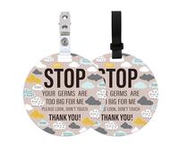 PLIGREAT Confezione da 2 cartelli per seggiolino auto con scritta "Cloud Stop Touching" per neonati, motivo: pecora carina, Don't Touch, con cinghie e clip