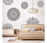 PLIGREAT Decalcomania della Parete Mandala Nera di Grandi Dimensioni per Soggiorno Camera da Letto Vinile Boho Decalcomania della Parete Studio Ufficio Decorazione della Parete