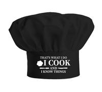 PLIGREAT Funny Chef Hat Cucina Regolabile Cappello da Cucina Nero Baker Grill BBQ Berretto da Cucina Questo è quello che faccio io cucina Cappelli da Chef per Uomini Donne Padre Madre Marito Moglie