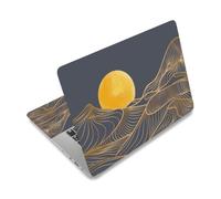 PLIGREAT Golden Sun Mountain Line Art Laptop Skin Sticker Decalcomanie Universale Vinile Riutilizzabile Notebook Decorativo FAI DA TE Adesivi di Copertura Protettiva Ad Acquerello Per Laptop Netbook