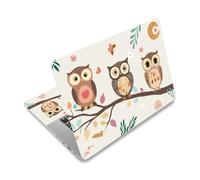PLIGREAT Gufo Carino sul Ramo Laptop Pelle Adesivo Decalcomanie Vinile Universale Riutilizzabile Notebook Foglie di Fiore Decalcomania Acquerello Bohemien Fiore Foglie Protector Cover per Computer