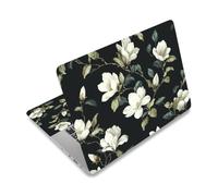 PLIGREAT Laptop Sticker Con Magnolia Fiori Taglia Universale Adatto Per 12" 13" 13.3" 14" 15 Pollici Laptop Rimovibile Impermeabile Per Notebook Nero Floreale Estetico Adesivo PC Pellicola Protettiva