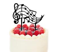 PLIGREAT Note Musicali Cake Topper, Decorazioni per Torte in Acrilico Nero per Feste di Compleanno Accessori per Negozio di Torte